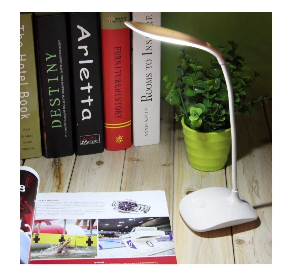 "Smart LED Desk Lamp β Touch Control, Eye-Care, USB Rechargeable & Adjustable Brightness"