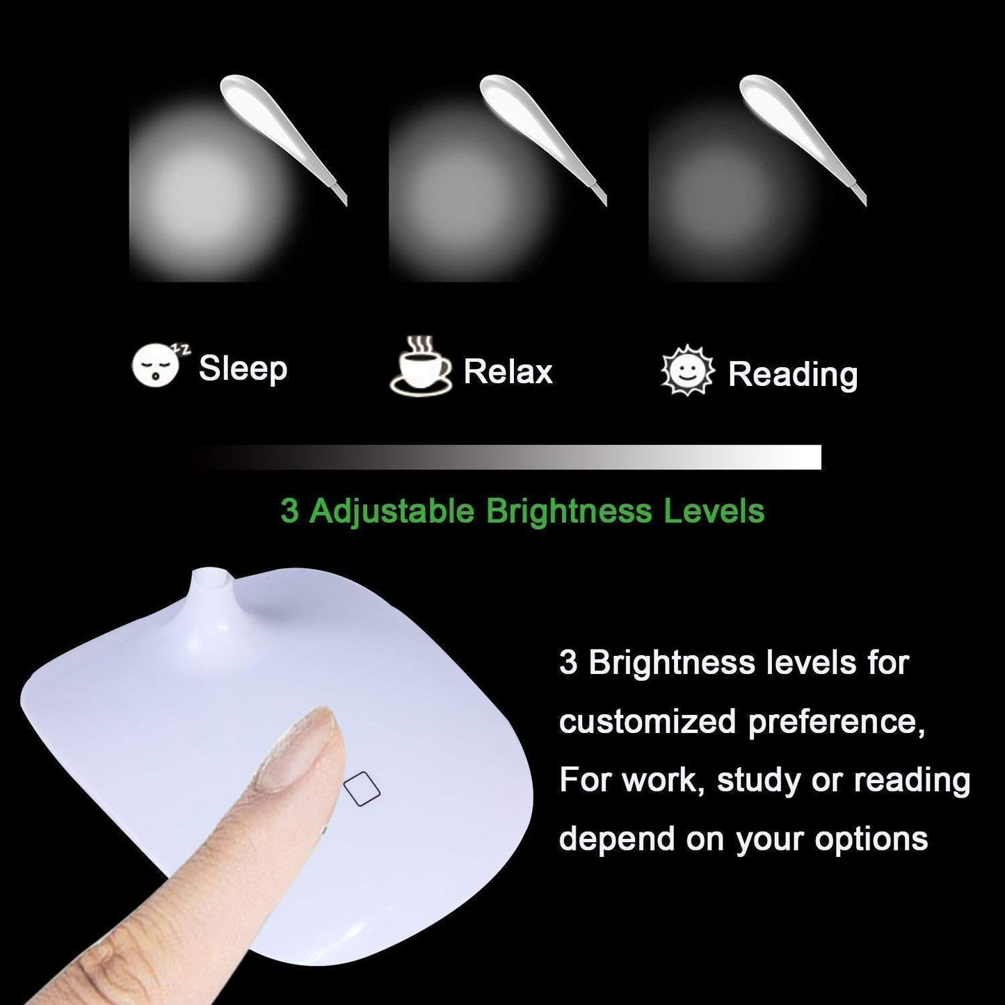 "Smart LED Desk Lamp β Touch Control, Eye-Care, USB Rechargeable & Adjustable Brightness"