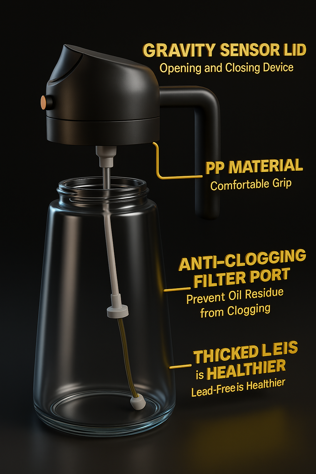 2 in 1 Oil Sprayer and Oil Dispenser Bottle for Kitchen 500ml, Glass Oil Bottle with Premium Nozzle, Oil Sprayer for Air Fryer, Salad,BBQ,Roasting (Multi Color) (Pack of 1)