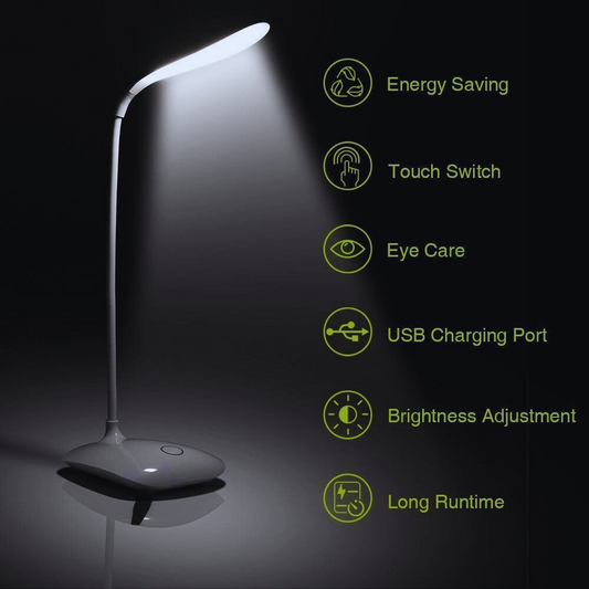 "Smart LED Desk Lamp – Touch Control, Eye-Care, USB Rechargeable & Adjustable Brightness"